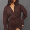 Robe Moulante Style Chemise Oversize Froncée Chocolat -Jolie Vêtue Soldes Magasin 4da220cebf062ed62b9355dac28fbecea550c762 cnb8479 1