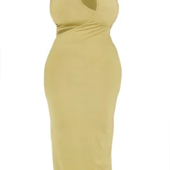 Plus Robe Mi-longue Vert Olive Découpée à Dos Nageur -Jolie Vêtue Soldes Magasin 4daff16e6bd9cfe6f05ce6da0abf4ecb9d24ea29 cnd2471 5