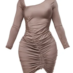 Shape Robe Moulante Taupe à Col Asymétrique Froncé -Jolie Vêtue Soldes Magasin 4dc1228afd6a9a4dc3b2fbeaaff48e9951eccb13 cnc8791 5