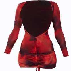 Robe En Mesh Froncé à Imprimé Flamme -Jolie Vêtue Soldes Magasin 4dc3c4cfea35ccde420cdf00a7f7987813a0ec8d cnc8166 5