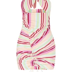 Robe Moulante Froncée Multicolore Texturée à Rayures Et Liens Noués Dans Le Cou -Jolie Vêtue Soldes Magasin 4e0e2c8d07fdf071d6f5952b3bfa24f7e668e5bb cnd5484 5