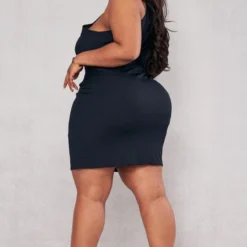 Plus Robe Moulante Asymétrique Noire Découpée -Jolie Vêtue Soldes Magasin 4e35a96af11538d36914376b870f1fa093b78872 cnc5244 2