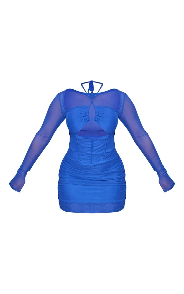 Shape Robe Moulante En Mesh Bleu Cobalt à Corset Découpé 7 Shape Robe Moulante En Mesh Bleu Cobalt à Corset Découpé – Image 5