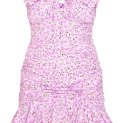 Robe Moulante Froncée Volantée Violette Fleurie à Bretelles -Jolie Vêtue Soldes Magasin 4e57caccf57d7884539e7ddb14dbb35136bc503a cnd8860 5