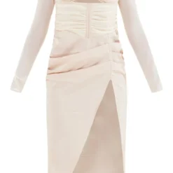 Robe Mi-longue Froncée Satinée Champagne à Détail Buste Et Manches En Mesh 11 Robe Mi-longue Froncée Satinée Champagne à Détail Buste Et Manches En Mesh -Jolie Vêtue Soldes Magasin 4e851d221db1ca0940f7b4d81823c27d48708186 cnd2337 5