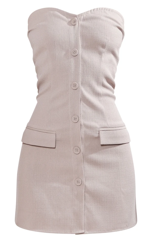 Robe Bustier Moulante Gris Pierre à Boutons Et Poches 7 Robe Bustier Moulante Gris Pierre à Boutons Et Poches – Image 5