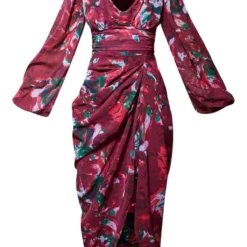 Robe Mi-longue En Mousseline De Soie Prune Imprimée à Lacer Dans Le Dos Et Manches Longues -Jolie Vêtue Soldes Magasin 4ed9bcbe5be8a99e9365a7550402abe01ea1806b cnc3054 5