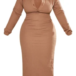 Plus Robe Mi-longue Texturée Chocolat à Boutons 11 Plus Robe Mi-longue Texturée Chocolat à Boutons -Jolie Vêtue Soldes Magasin 4ee0cb1b7ae5533cf00c51a844ba051f63211f54 cnc9668 5