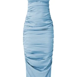 Robe Longue Froncée Satinée Bleue à Bretelles Et Détail Buste -Jolie Vêtue Soldes Magasin 4f3d7d815efdcd04d3bba51225cf789f29d8c62c cnd5874 5