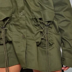 Robe Chemise Oversize En Maille Sergée Kaki à Poches Lacées -Jolie Vêtue Soldes Magasin 4f7e574f600163ef9bdca73dcaf4681eefaa29b9 cna3020 4