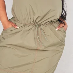 Plus Robe Mi-longue Bustier En Nylon Kaki à Détail Coutures -Jolie Vêtue Soldes Magasin 4fb20c436b5662a2a2d948c221e97e16f03e2a92 cnc7379 4