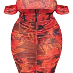 Plus Robe Moulante Froncée Rouge En Mesh Fleuri à Col Bardot -Jolie Vêtue Soldes Magasin 4fd368955d2e97328a0e91063a76fcb858d161d8 cnc9586 5