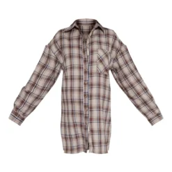 Maternité Robe Chemise De Grossesse Brossée Marron à Carreaux En Flannelle Oversize à Ourlet Incurvé -Jolie Vêtue Soldes Magasin 500ba6daa46abc97abecb235a6b581aaa7155fdf cnc5299 5