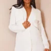 Robe Blazer Blanche Oversize à Manches Plissées Et Effet Superposé -Jolie Vêtue Soldes Magasin 50785d3a02a7d1414dd8492e2204682ea6b9e258 cmy2161 1
