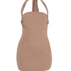 Robe Moulante Tissée Café Au Lait à Dos Nu Noué Et Armatures -Jolie Vêtue Soldes Magasin 50a00c649d13d644dce69c6f4b23dd775d4e777a cnd0016 5