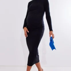 Maternité Robe De Grossesse Mi-longue Noire à Ventre Froncé Et Manches Longues -Jolie Vêtue Soldes Magasin 50aac0933fcfe4a62947463a6c5cec2921f3ffe9 cnb6545 3