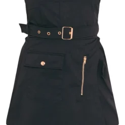 Robe Moulante Cargo Noire Plissée à Ceinture Nouée -Jolie Vêtue Soldes Magasin 50c982bf4a83448e4ce78f606cd36c0c146a3fd1 cne8495 5