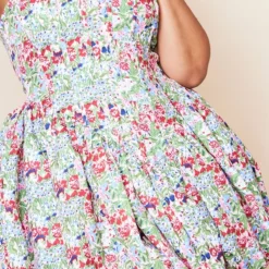 Plus Robe Bustier Bouffante Fleurie Multicolore -Jolie Vêtue Soldes Magasin 51978e4417d23520b895efee3afac63a3bef6d0e cne0681 4