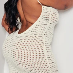 Plus Robe Longue En Maille Tricot Crème à Dos échancré -Jolie Vêtue Soldes Magasin 519e027bc2d40d4301c5f98f362cc1f60d58e27f cne0652 4