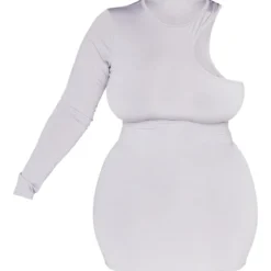 Plus Robe Moulante Asymétrique Grise Découpée -Jolie Vêtue Soldes Magasin 51b3b8cf86fc35344772b46bba40374fe76182db cnd2482 5