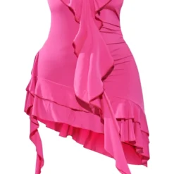 Plus Robe Mi-longue Moulante Rose Vif à Volants -Jolie Vêtue Soldes Magasin 5241bf532d486a7d4de8eb35656020b0776be2b5 cnd8778 5