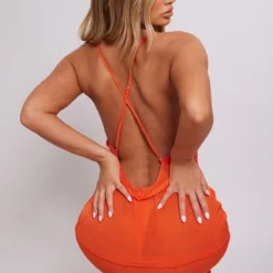 Robe Longue Texturée Orange Métalisée à Lanières Croisées Dans Le Dos -Jolie Vêtue Soldes Magasin 5288f7b4236720d5cca5db64c7c56f7cc126debf cnd1224 4