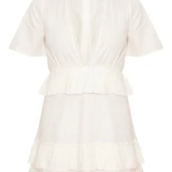 Robe Droite Blanche à Jupe à étages Volantés Et Manches Courtes -Jolie Vêtue Soldes Magasin 52b915fbd646b56e92eb6e9c89af71d782b35f87 cnd6436 5