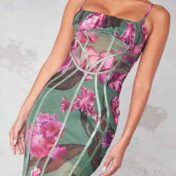 Robe Mi-longue Verte Fleurie En Mesh à Liserés -Jolie Vêtue Soldes Magasin 52c8b4dd400bf9e0d6cbadb24555aad29a235f02 cna9119 4