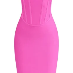 Petite Robe Moulante Rose Vif à Corset Bandage -Jolie Vêtue Soldes Magasin 531e250565fc539214a095762224dd3b123aceae cnb6720 5