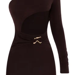 Robe Moulante Asymétrique Chocolat Découpée à Empiècements -Jolie Vêtue Soldes Magasin 5343f0cf7e2d23e557e4b447ef5c2b35fb1d27ce cnd2267 5