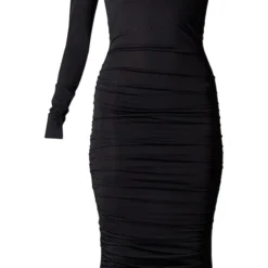 Robe Mi-longue Asymétrique Noire Froncée -Jolie Vêtue Soldes Magasin 53570dd76dbde55b6691c8ed7e457a19f071f745 cnc3060 5