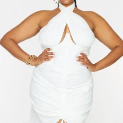 Plus Robe Moulante Blanche Style Corset Froncée Effet Lin 9 Plus Robe Moulante Blanche Style Corset Froncée Effet Lin -Jolie Vêtue Soldes Magasin 537a0ef39050aecece25663ee778404ce548c5a8 cms9408 4