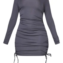 Robe Moulante Très Côtelée Gris Anthracite à Côté Froncé -Jolie Vêtue Soldes Magasin 53bc69a94606f2efc41c1b543861ad43607ed824 cnb9582 5