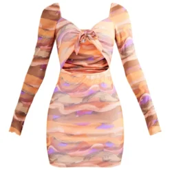 Robe Moulante En Mesh Imprimé Tourbillons Multicolores à Découpes Et Devant Noué -Jolie Vêtue Soldes Magasin 5404f5b62898bb992e6c135c9475b74d1e318916 cnd6092 5