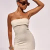 Petite Robe-bustier Moulante Texturée Crème à Bordure Repliée -Jolie Vêtue Soldes Magasin 54216847e0c7da6b6a85bf533baa94f4ac18bbff cne2326 1