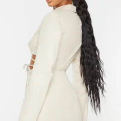 Robe Moulante Style Blazer Utilitaire Gris Pierre En Maille Tissée à Découpes Et Taille Nouée -Jolie Vêtue Soldes Magasin 544d8c71d8e7e2be3701588c3a8f413905ac3a56 cms4898 4