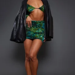 Robe Moulante En Mesh Vert Imprimé Abstrait à Manches Longues Et Découpes -Jolie Vêtue Soldes Magasin 545ee22a6c1ec24160eeea608f968f84cb0c5ddf cnc2266 3