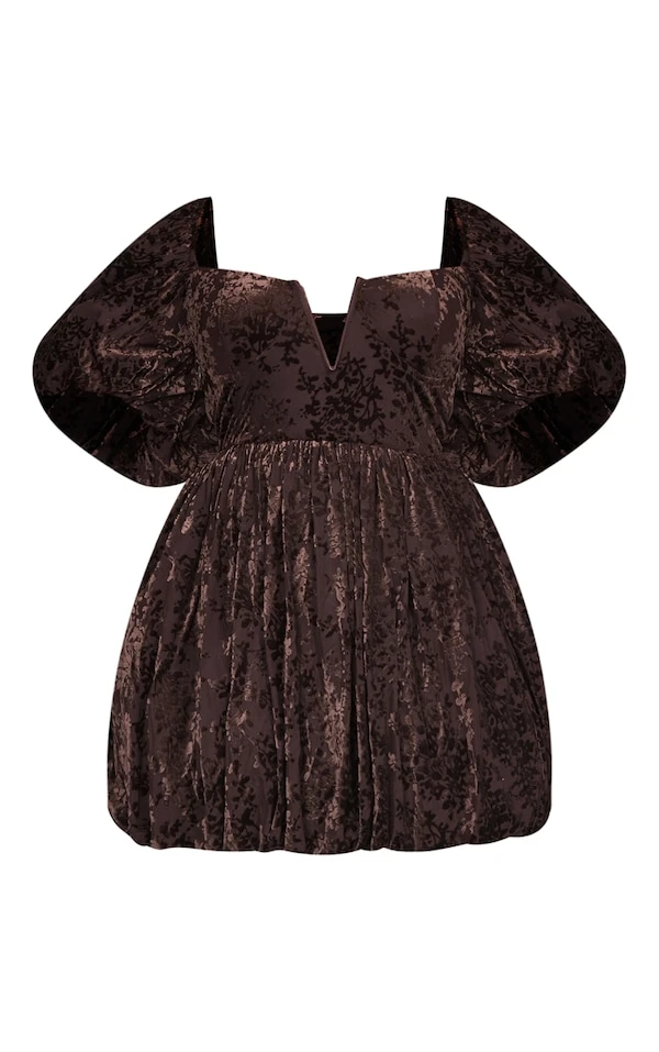 Plus Robe Bouffante Dévorée Chocolat à Barre En V 7 Plus Robe Bouffante Dévorée Chocolat à Barre En V – Image 5