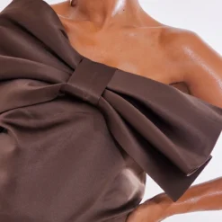 Maternité Robe Bustier De Grossesse Chocolat à Détail Noeud -Jolie Vêtue Soldes Magasin 54fbb77a06013382b2fd6a8b482d03e8db3678ca cnb2423 4