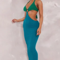 Robe Longue En Maille Tricot Turquoise à Anneau -Jolie Vêtue Soldes Magasin 5522f4a6ab2ec9749ca3b74f53c345dedf55f271 cne6243 3