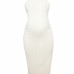 Maternité Robe De Grossesse Mi-longue Côtelée Brossée Sable Pâle à Dos Nageur -Jolie Vêtue Soldes Magasin 55284c480c4174e9b45f24a70cb07745994997bc cnd7180 5