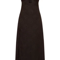 Robe Longue Froncée Noire Fendue à Bretelles Et Coutures -Jolie Vêtue Soldes Magasin 55b84e635999613c3f4a8e591690e6e206569dbc cnd4286 5