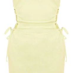 Robe Bustier Moulante Effet Lin Vert Citron à Lacets Sur Les Côtés -Jolie Vêtue Soldes Magasin 55bd54ca06ff17caa44c17450e96b2208763510f cne1393 5