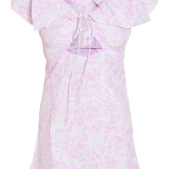 Robe Droite Lilas Fleurie Imprimé Abstrait Nouée à Manches Volantées -Jolie Vêtue Soldes Magasin 55d17a2ad6e6b4b6331a9e379f67f4b996c529d0 cnd5572 5