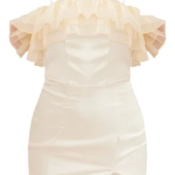 Robe Moulante Crème Satinée à Volants En Organza Et Bretelles 11 Robe Moulante Crème Satinée à Volants En Organza Et Bretelles -Jolie Vêtue Soldes Magasin 55dc33b8609529faf09cb0496cf79ef25b50fbdc cnd2307 5