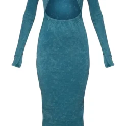 Robe Mi-longue En Coton Vert Délavé Découpée à Manches Longues -Jolie Vêtue Soldes Magasin 561ae189170848fe32fd790c5398406fb20ce5fb cnd8013 5