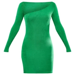 Robe Très Moulante En Acétate Vert à Col Asymétrique Et Manches Longues -Jolie Vêtue Soldes Magasin 567f8ba60494d4b80ea040eeab9bf2e9ca97820c cnb0812 5