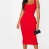 Shape Robe Mi-longue Rouge à Détail Bonnets Et Bretelles -Jolie Vêtue Soldes Magasin 56b445ed69ad68c7b1f362e2146f9b7e1de08978 cmg6519 1
