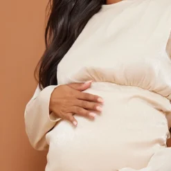 Maternité Robe Moulante De Grossesse Champagne Plissée à Côté Froncé -Jolie Vêtue Soldes Magasin 56f38085a0f738602c802e673147ad1b21616b95 cna9485 4