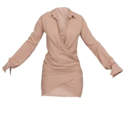 Robe Chemise Tissée Taupe Texturée Très Décolletée à Manchettes évasées -Jolie Vêtue Soldes Magasin 571fab280e1fe5f82d68ee254e2105bd66c0fd67 cnd0597 5
